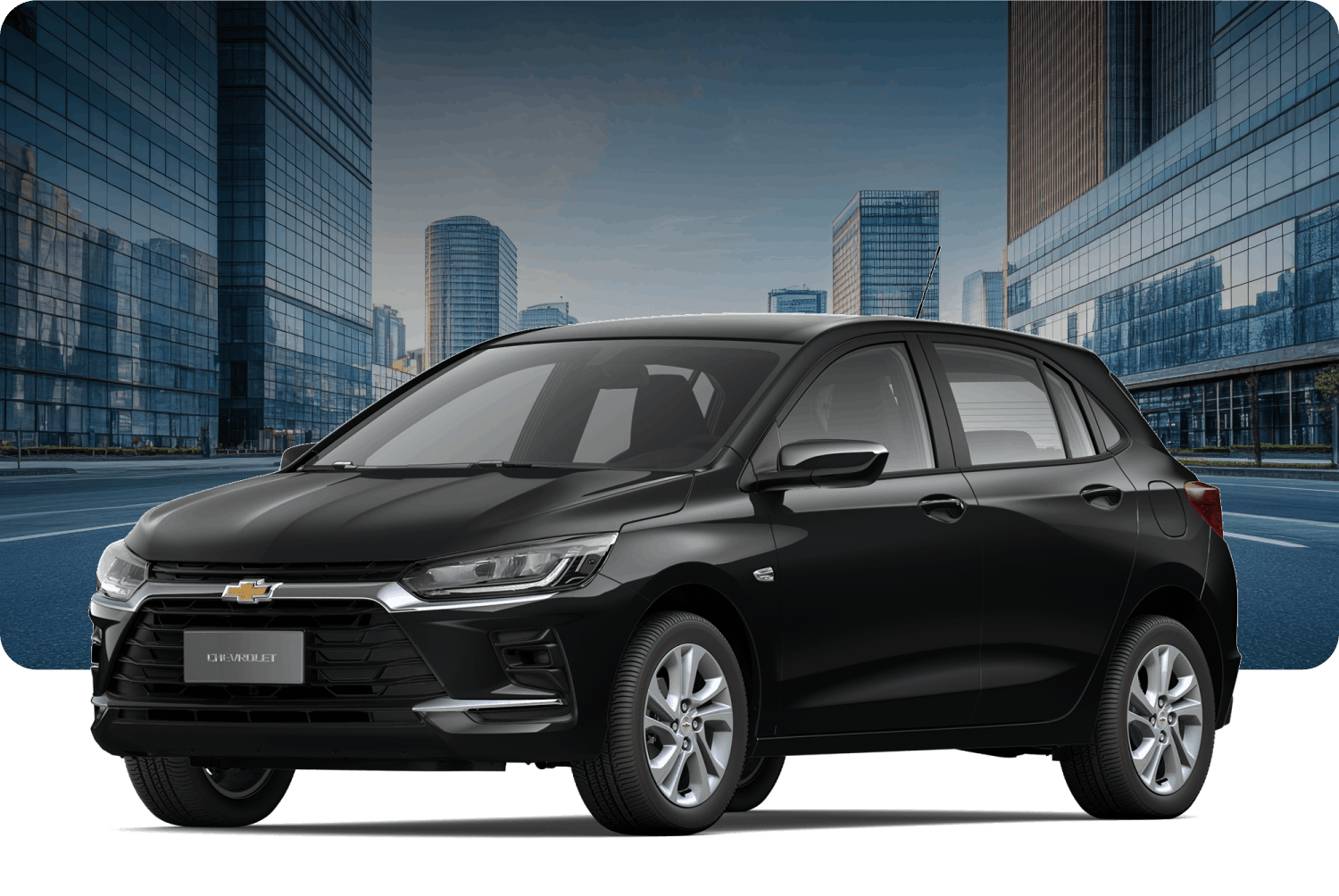 Chevrolet LTZ Turbo color negro frente a edificios modernos